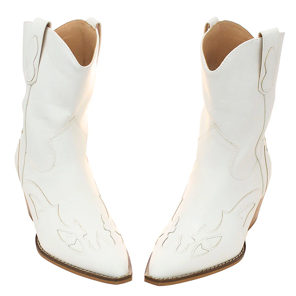 White Short Cowgirl Boots #BLC10W-SANYA - Image 3