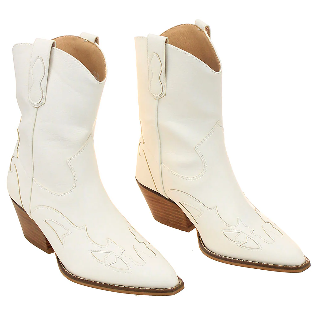 White Short Cowgirl Boots #BLC10W-SANYA - Image 4