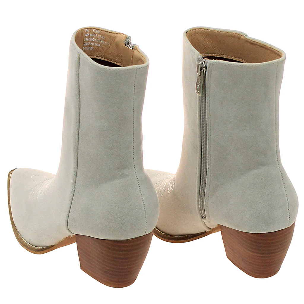 White Suede Ladies Ankle Boots with Zipper #BLC02GY-FANCY - Image 4