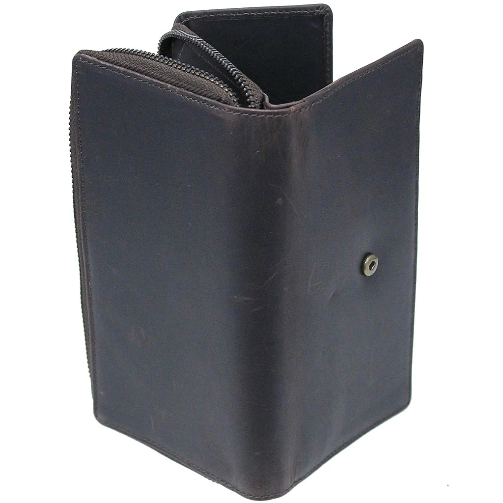 Women's Dark Brown RFID Zipper Organizer Wallet #WL16392NID - Image 3