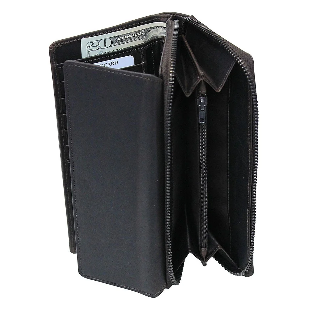 Women's Dark Brown RFID Zipper Organizer Wallet #WL16392NID - Image 4