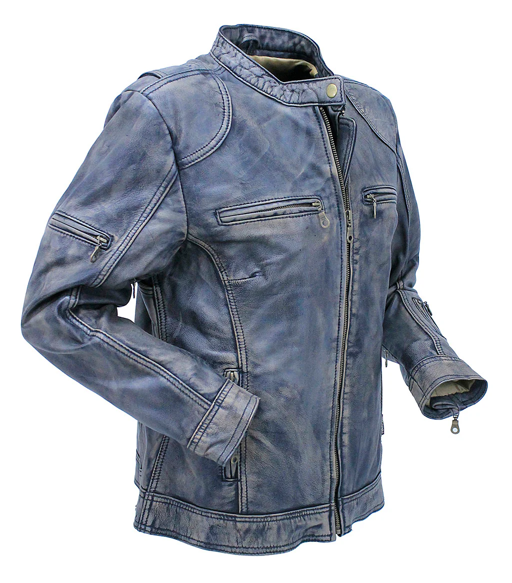 Women's Distressed Taupe/Black Scooter Jacket CC Pocket #LA2012VGK - Image 5