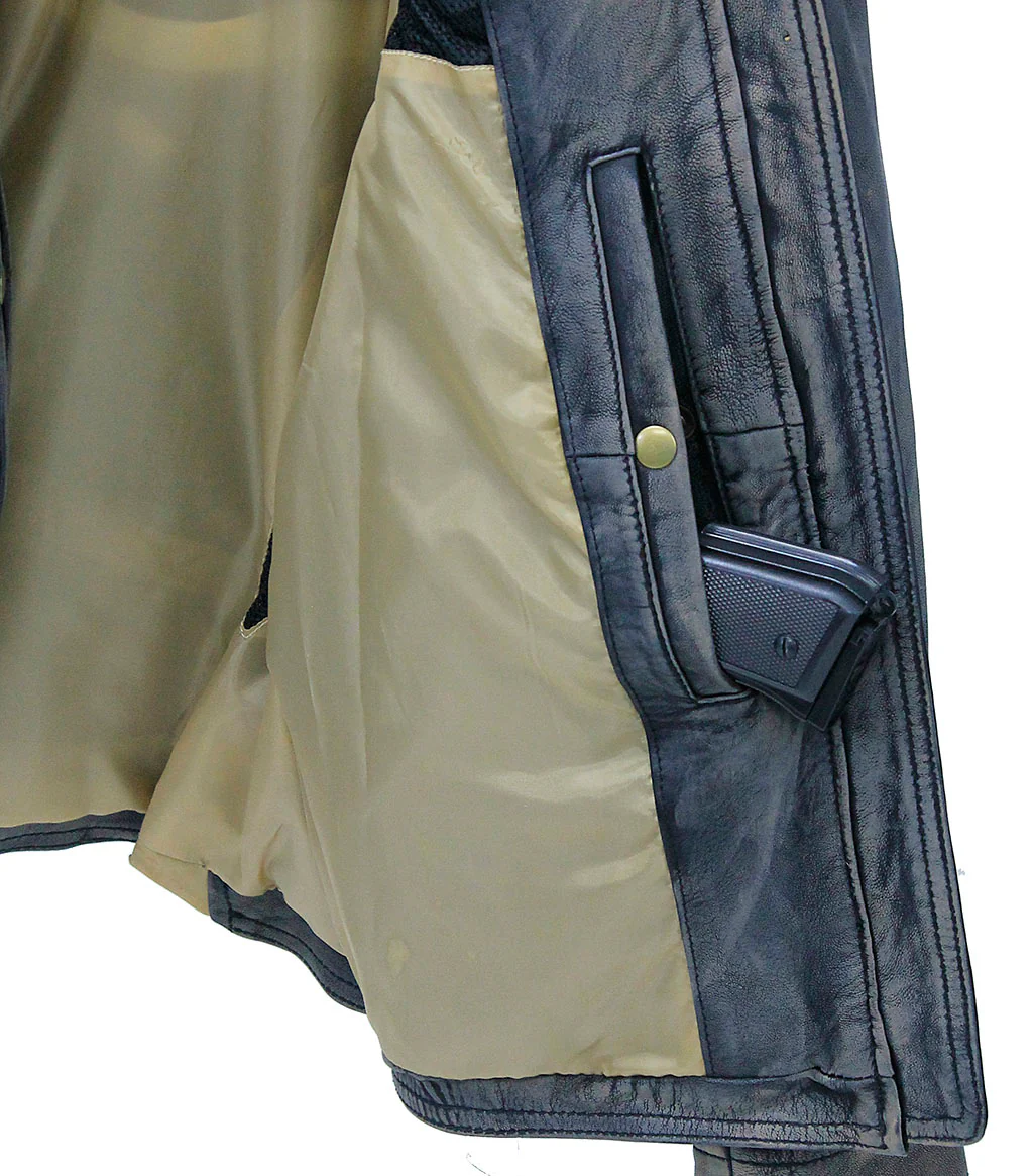 Women's Distressed Taupe/Black Scooter Jacket CC Pocket #LA2012VGK - Image 7