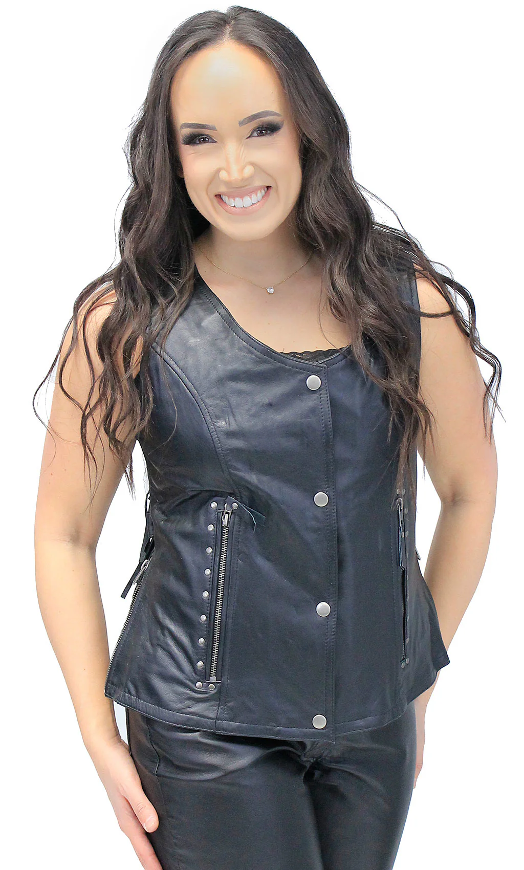 Women's Fringe Leather Long Vest with Concealed Pocket #VL1104RFK - Image 5