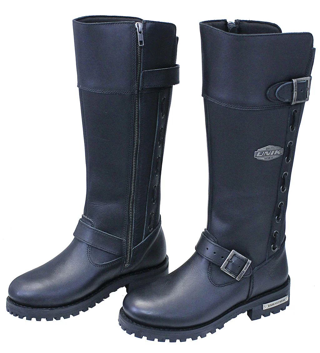 Women's Knee High Motorcycle Engineer Boots w/Zipper #BL12006EZK - Image 3