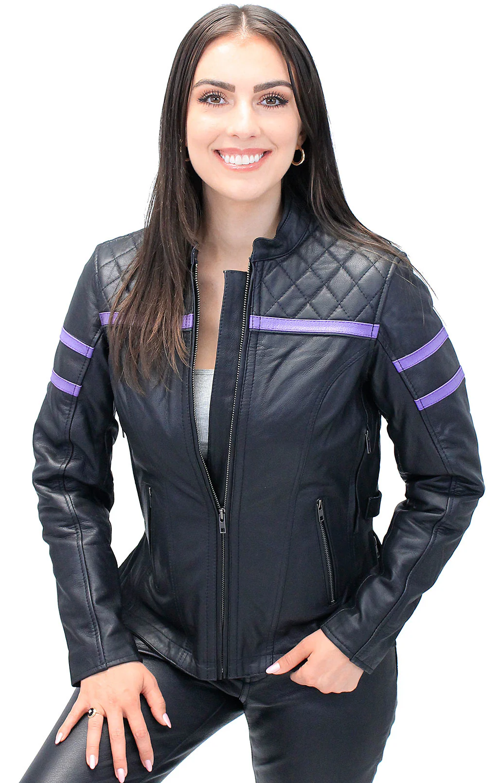 Women's Purple Stripe Vented Jacket w/Quilt Shoulders #L656017VQP () - Image 3