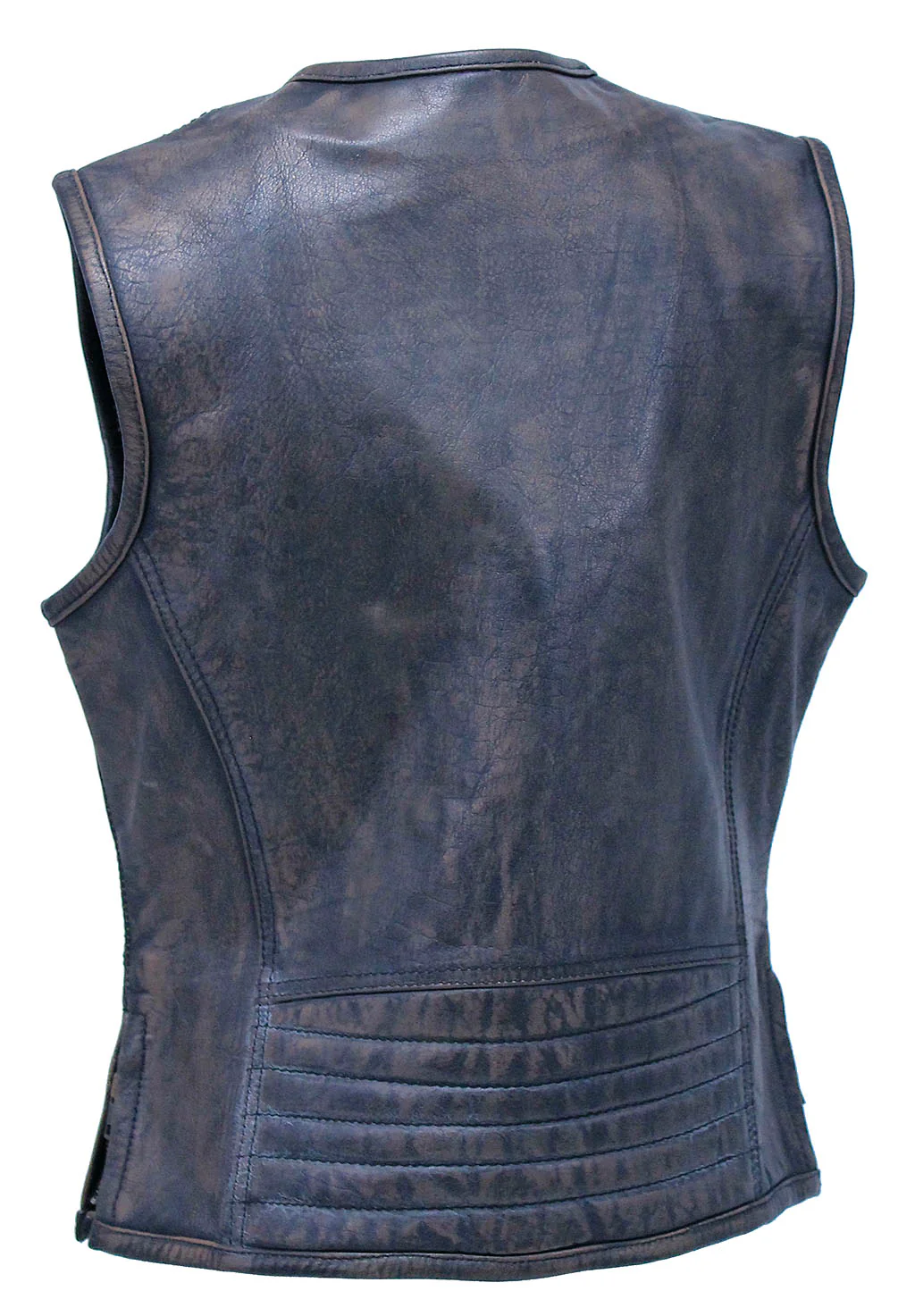 Women's Vintage Brown Conceal Pocket Leather Vest #VLA686GN () - Image 2